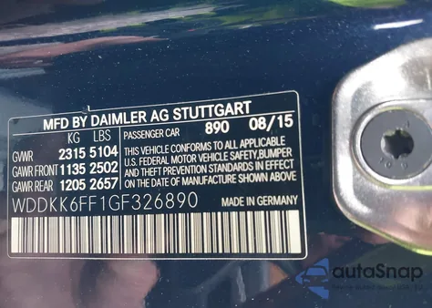 2016 Mercedes-Benz E 400 from USA, damaged, VIN WDDKK6FF1GF326890